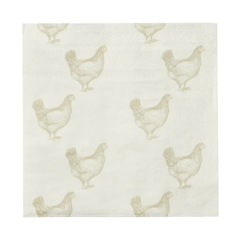 Assemble Chooks 20pk Napkin (White/Natural)