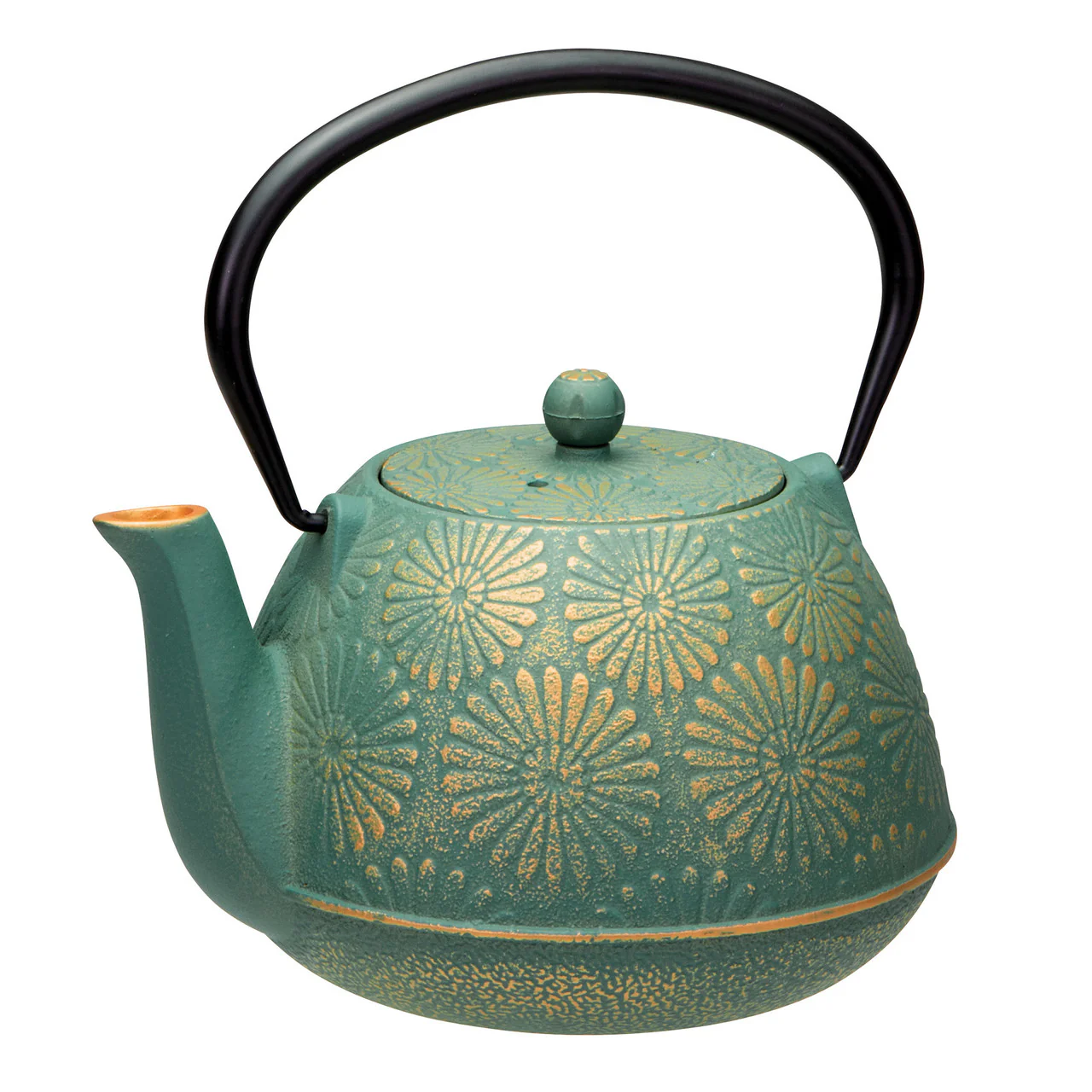 Avanti Daisy Teal & Gold Cast Iron Teapot 1.2L