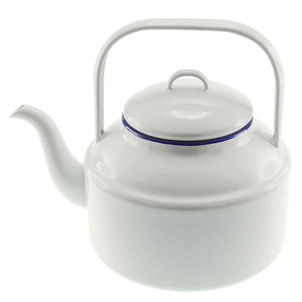 Falcon Enamelware 'White w/ Blue Rim' Tea Kettle (2L)