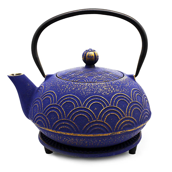 Nami Navy Blue & Gold Cast Iron Teapot