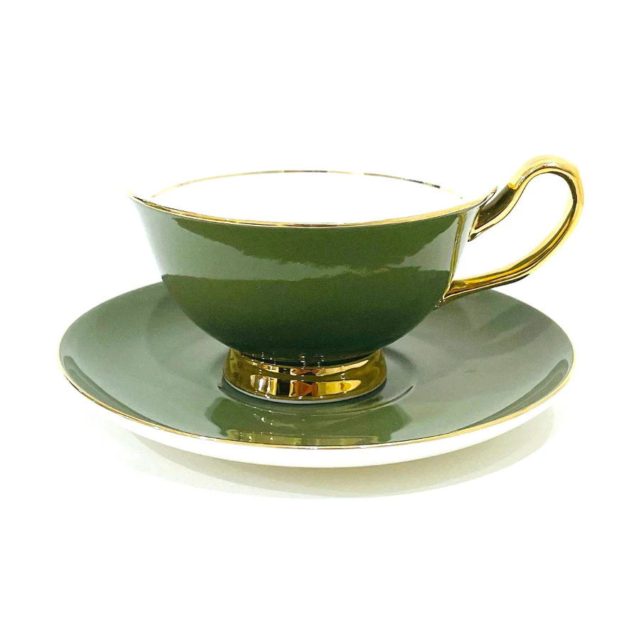 Lyndal T 'Olive Green' Teacup and Saucer (250ml)