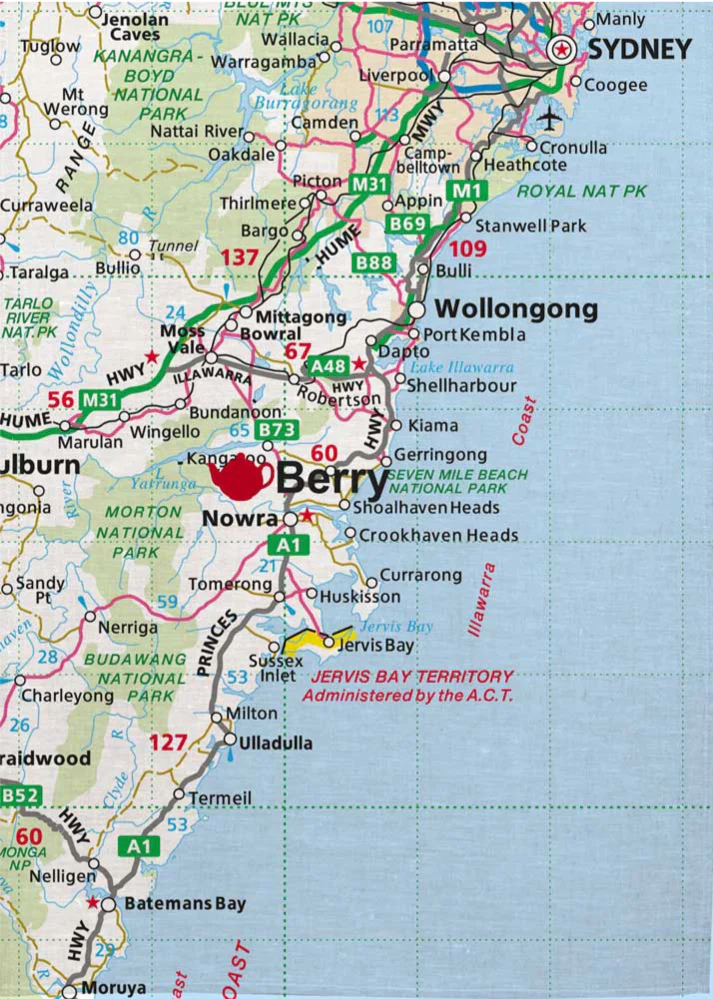 'Road Trip to Berry' Tea Towel